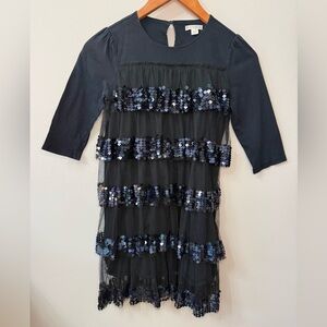 Crewcuts J.Crew Girls Size 10 Black Sequin Tiered Tulle Party Dress